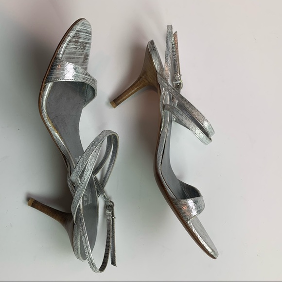 Salvatore Ferragamo Shoes - Salvatore Ferragamo Silver Gancini Sandals Sz 7.5